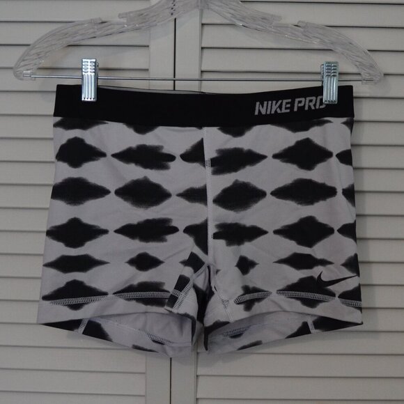 Nike Pro Black White Compression Spandex Shorts Women's Medium 477445 - Picture 1 of 6